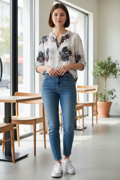 Daniel Rainn Tops - Daniel Rainn Floral Blouse Split Neck, Romantic Feminine Office Boho - Size L